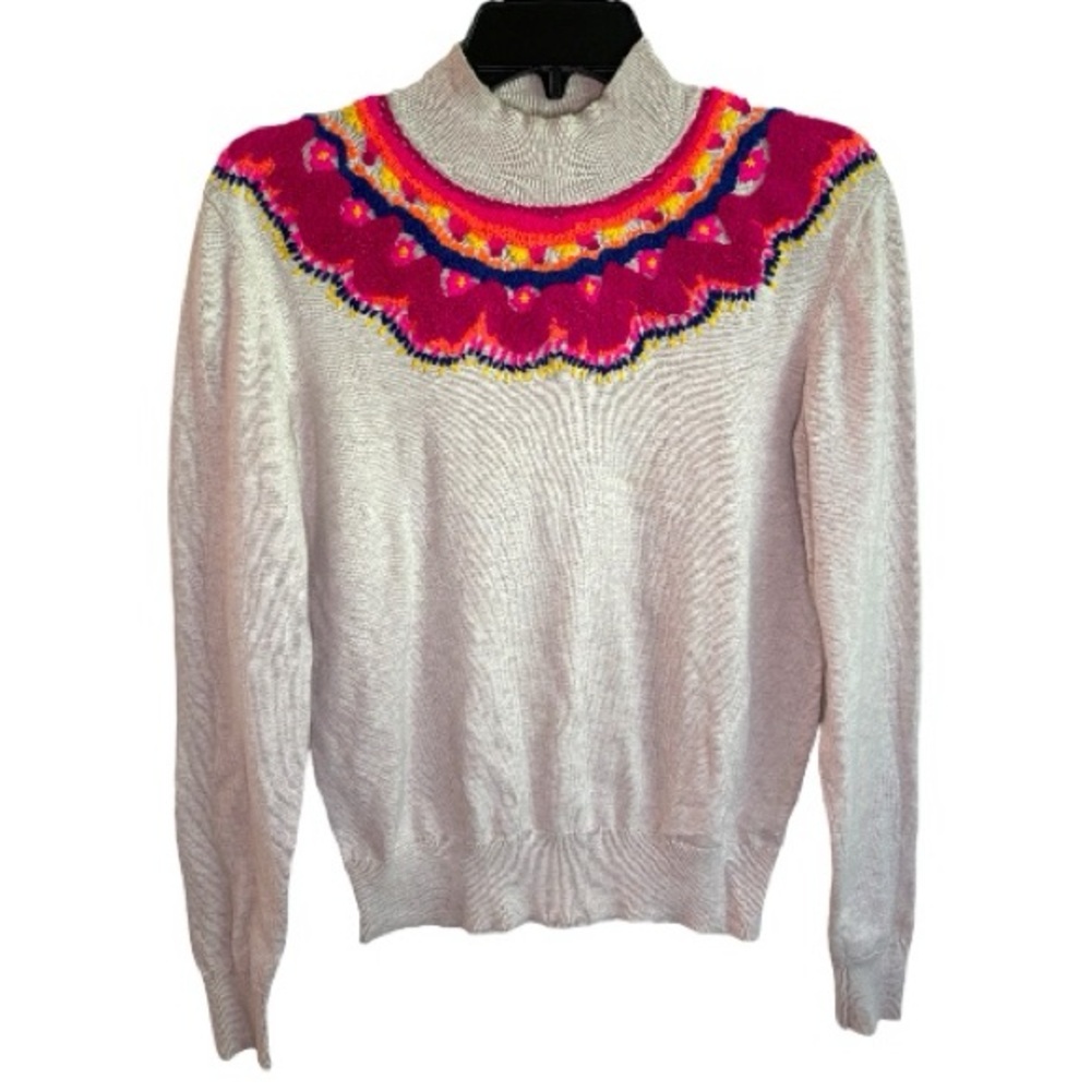 CAbi Women's Sweater with Pink and Yellow Accents